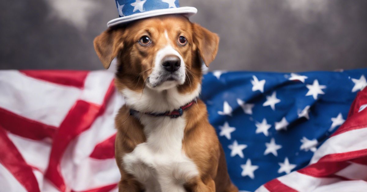 Patriotic Dog with flag